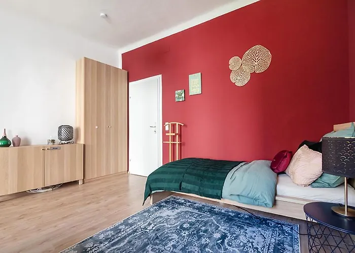 Colorful Apartment Facing Green Courtyard