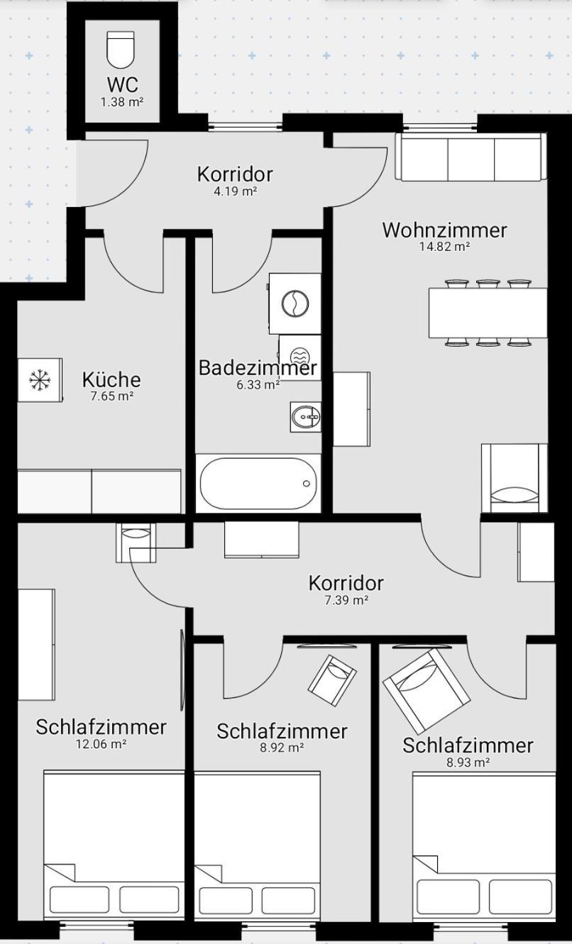 3 Bedrooms - 72sqm - 15 Min. Center